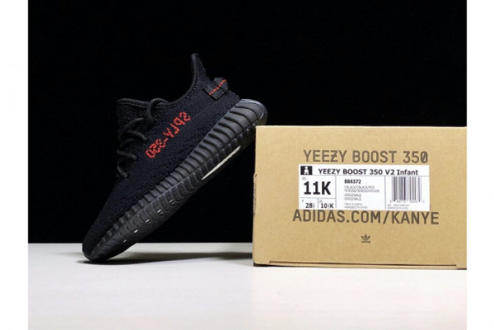ad*s kids Y**zy boost 350 v2 black red (infant) kid-bb6372